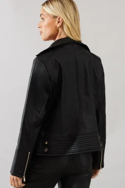 Petite Black Faux Leather Biker Jacket
