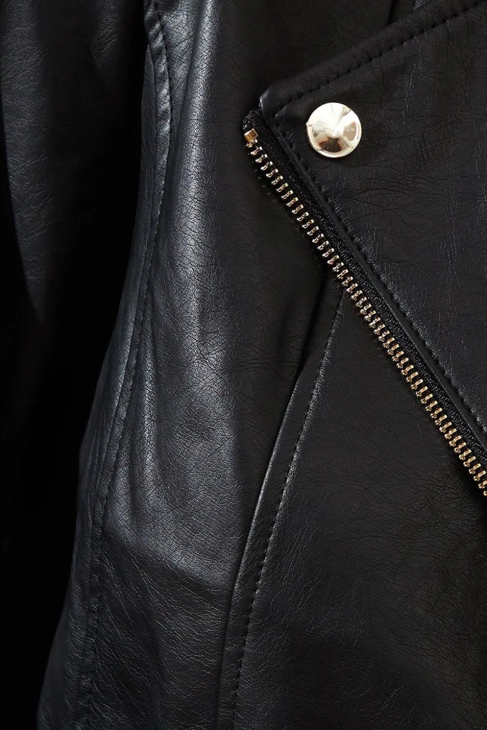 Petite Black Faux Leather Biker Jacket