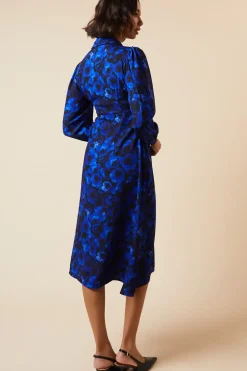 Petite Blue Floral Midi Shirt Dress