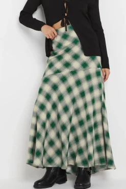 Petite Blurred Check Maxi Skirt