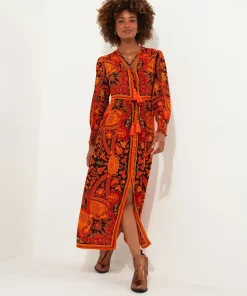 Petite Boho Button-Through Tassel Tie Maxi Dress