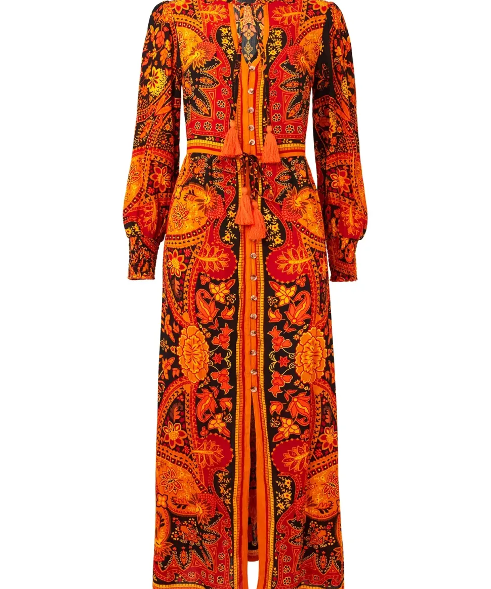 Petite Boho Button-Through Tassel Tie Maxi Dress
