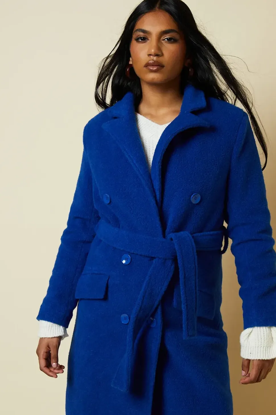 Petite Boucle Belted Midi Coat