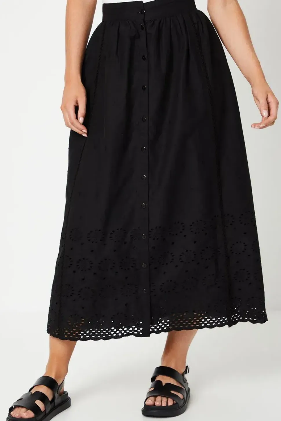 Petite Broderie Scallop Maxi Skirt