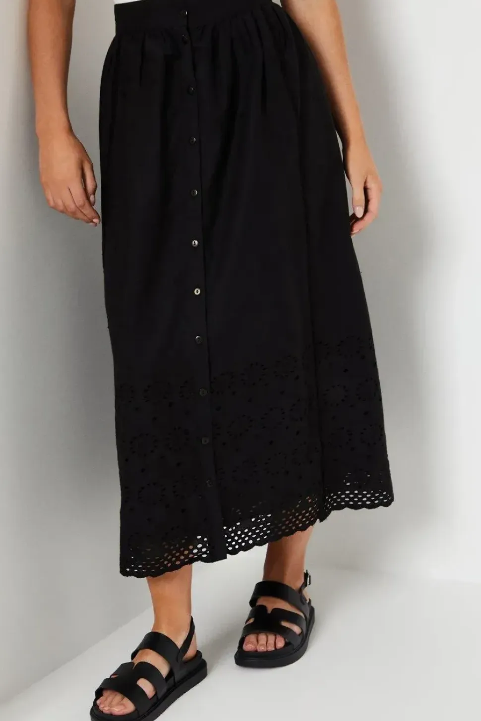 Petite Broderie Scallop Maxi Skirt
