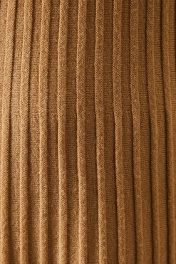 Petite Button Cuff Detail High Neck Pleated Knitted Midaxi Dress