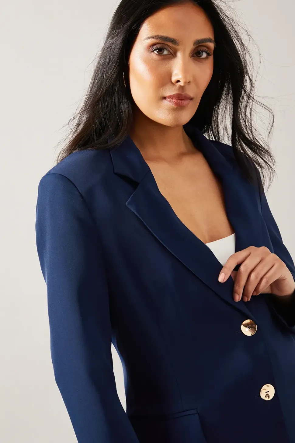 Petite Button Detail Single Breasted Blazer