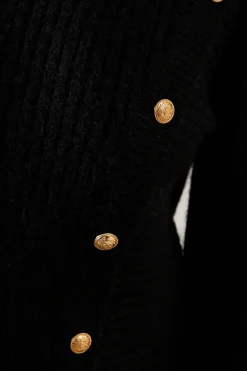 Petite Button Front Detail Ribbed Jumper