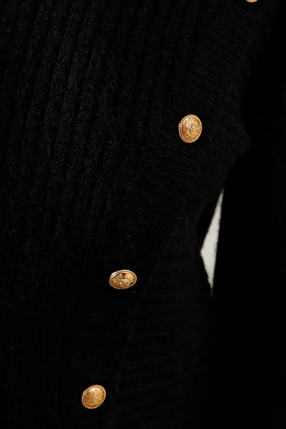 Petite Button Front Detail Ribbed Jumper