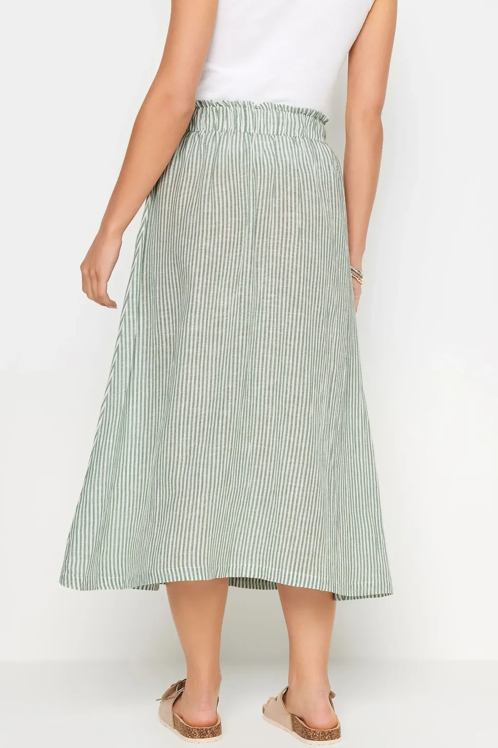 Petite Button Front Midi Skirt