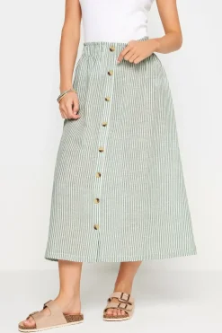 Petite Button Front Midi Skirt