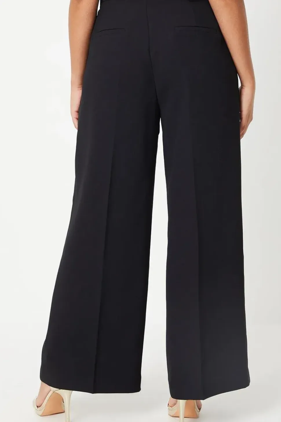 Petite Button Tab Detail Wide Leg Trouser