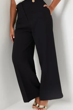 Petite Button Tab Detail Wide Leg Trouser