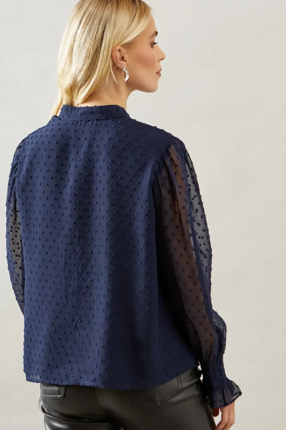 Petite Button Through Dobby Blouse