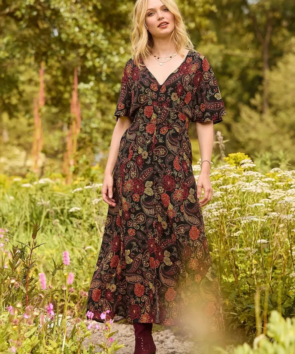 Petite Button-Through Floral Maxi Dress