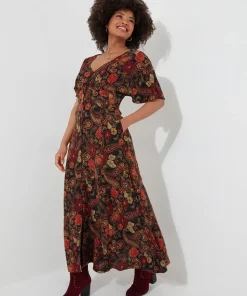 Petite Button-Through Floral Maxi Dress
