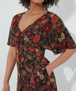 Petite Button-Through Floral Maxi Dress
