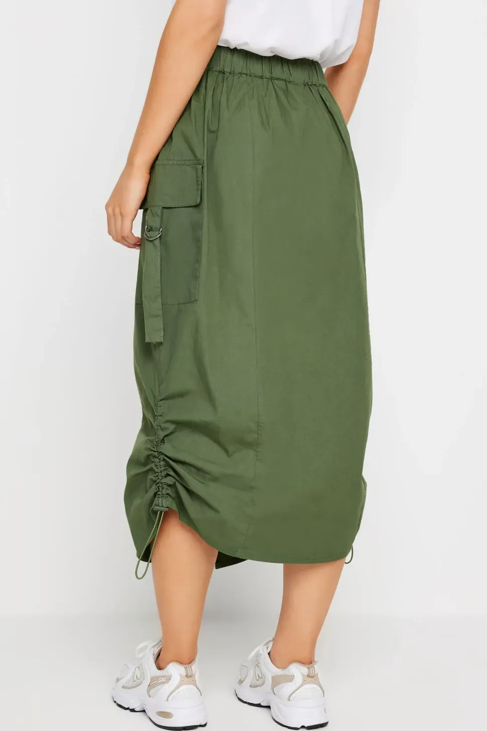 Petite Cargo Ruched Midi Skirt