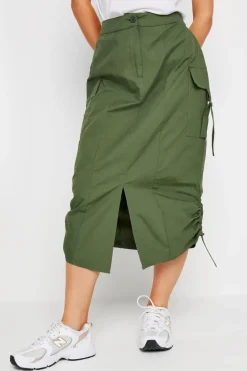 Petite Cargo Ruched Midi Skirt