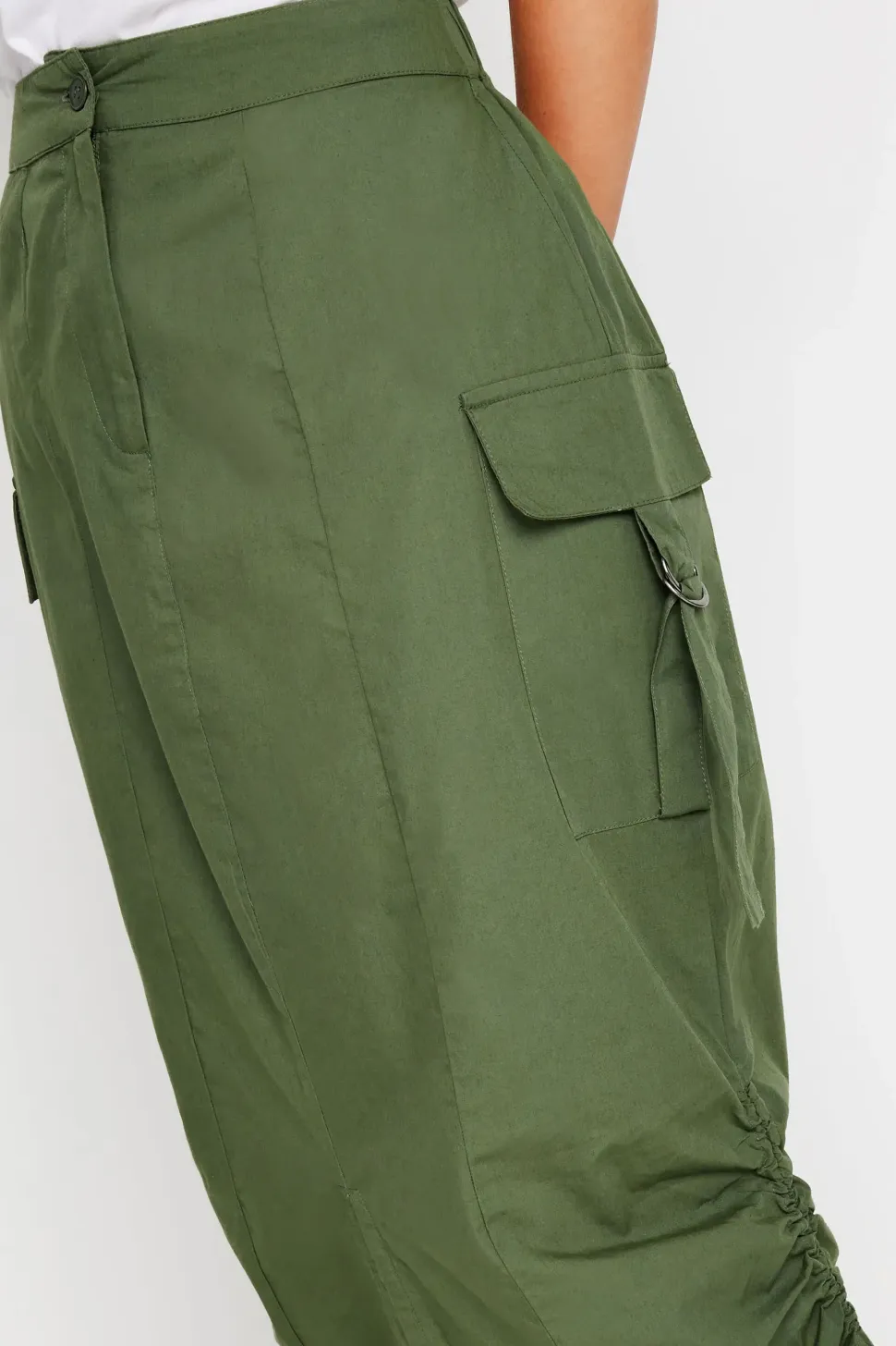 Petite Cargo Ruched Midi Skirt