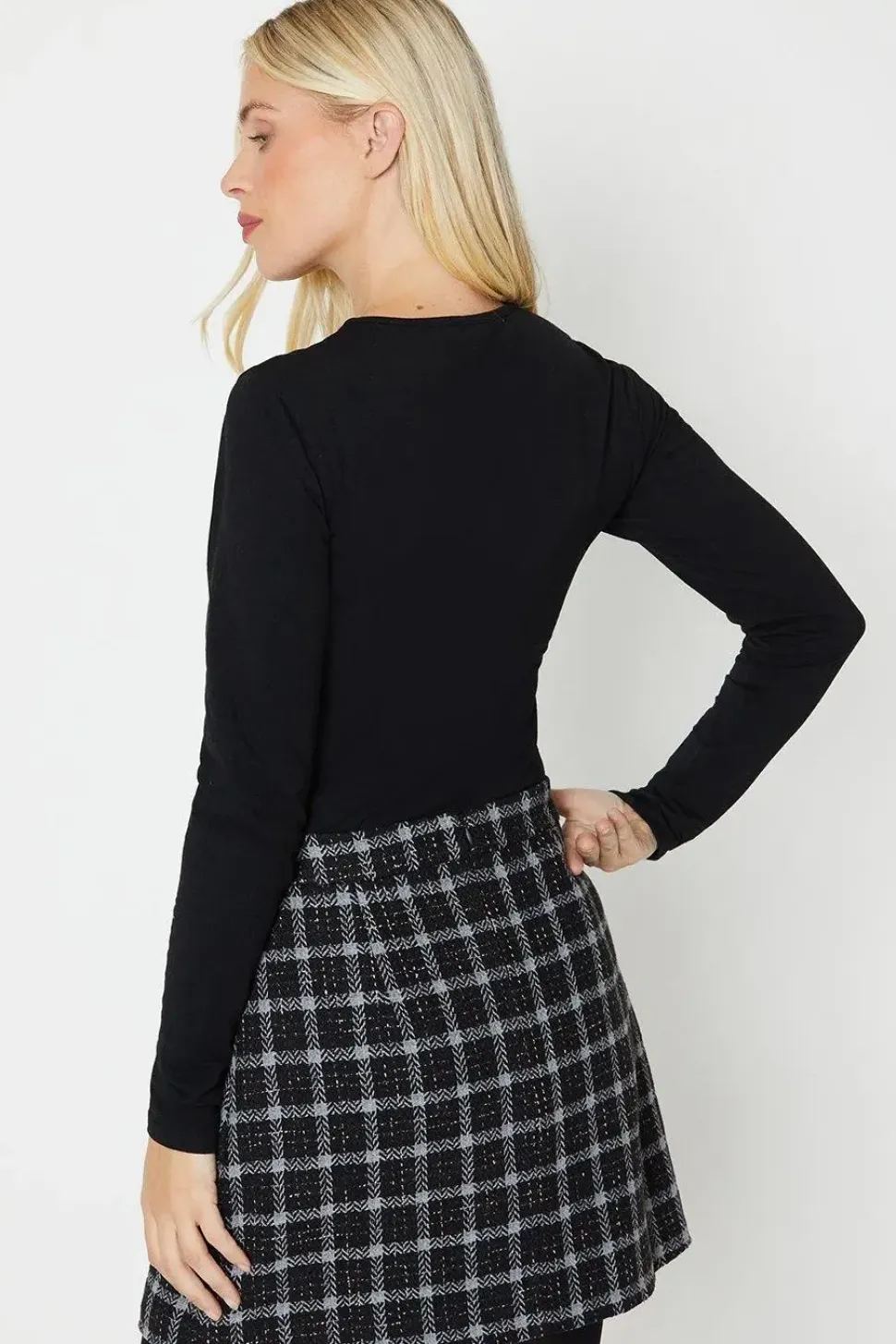 Petite Check Boucle Skirt