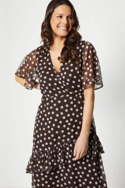 Petite Chiffon Wrap Frill Midi Dress
