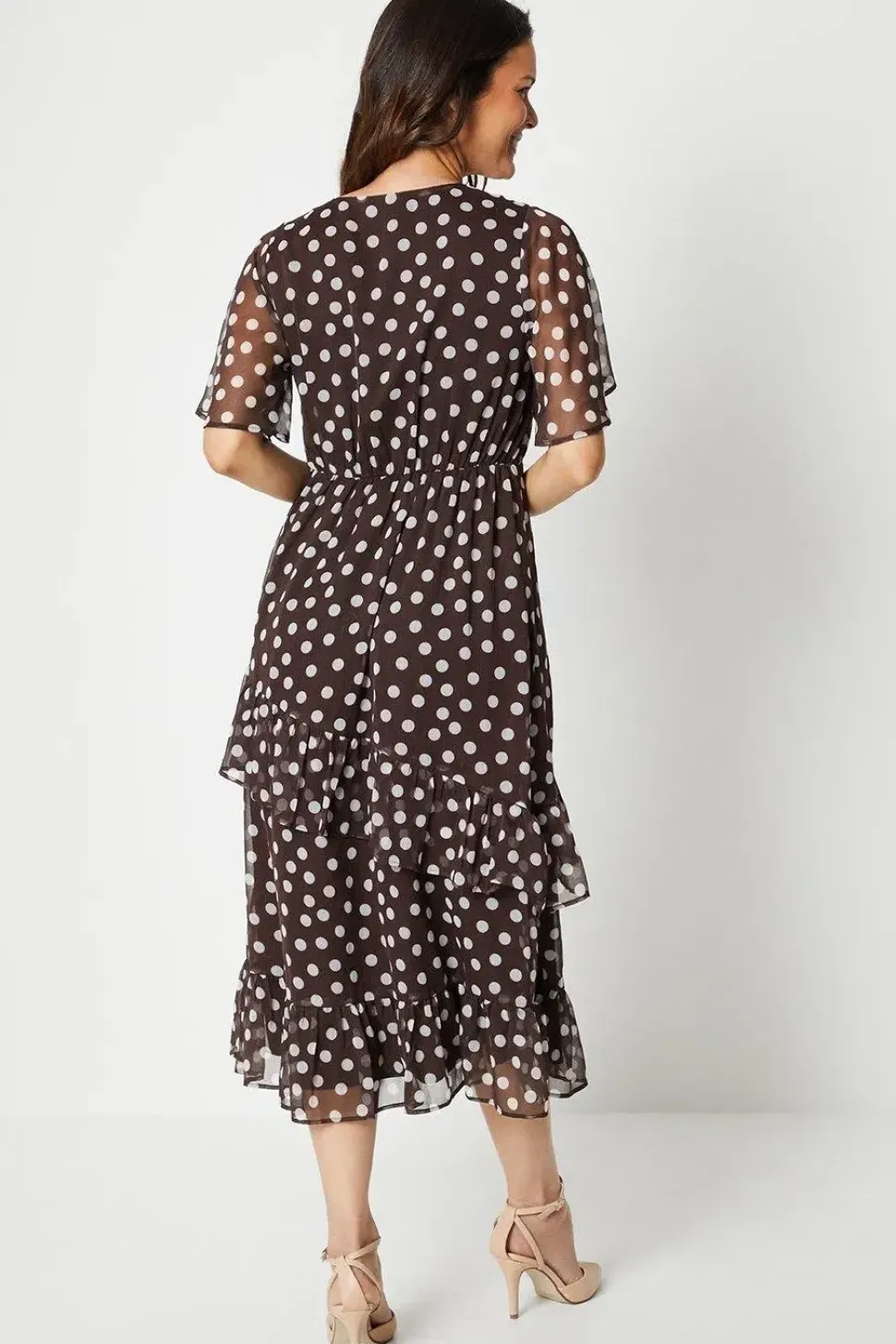 Petite Chiffon Wrap Frill Midi Dress