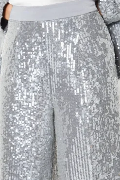 Petite Clear Sequin Wide Leg Trousers