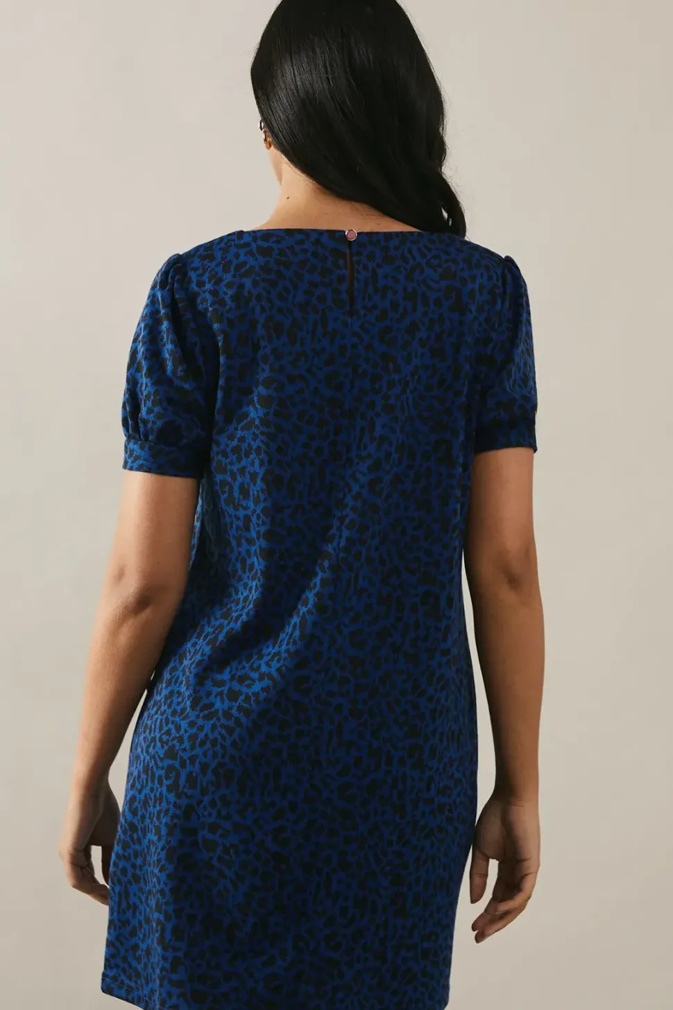 Petite Cobalt Short Sleeve Jacquard Ponte Shift Dress