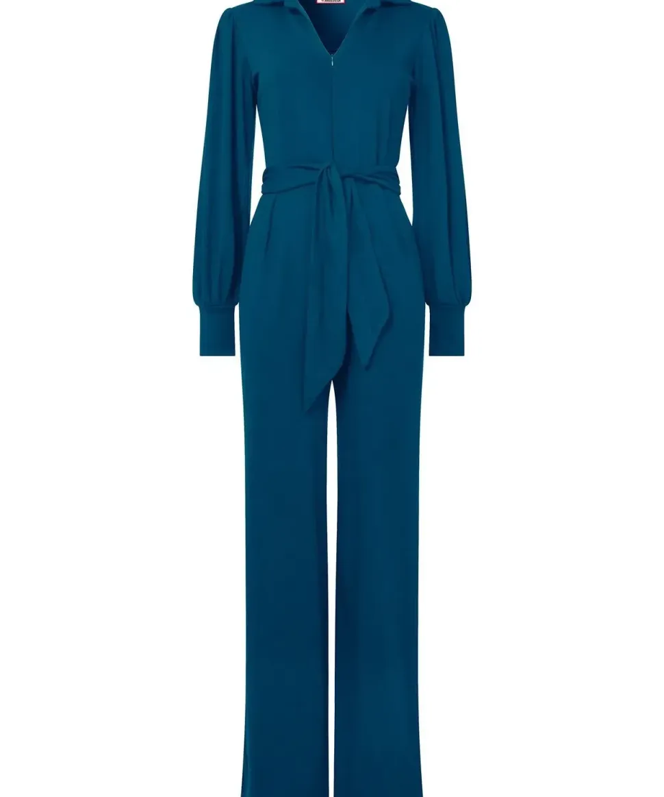 PETITE Collared Straight Leg Jersey Jumpsuit