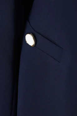 Petite Collarless Button Detail Edge To Edge Jacket