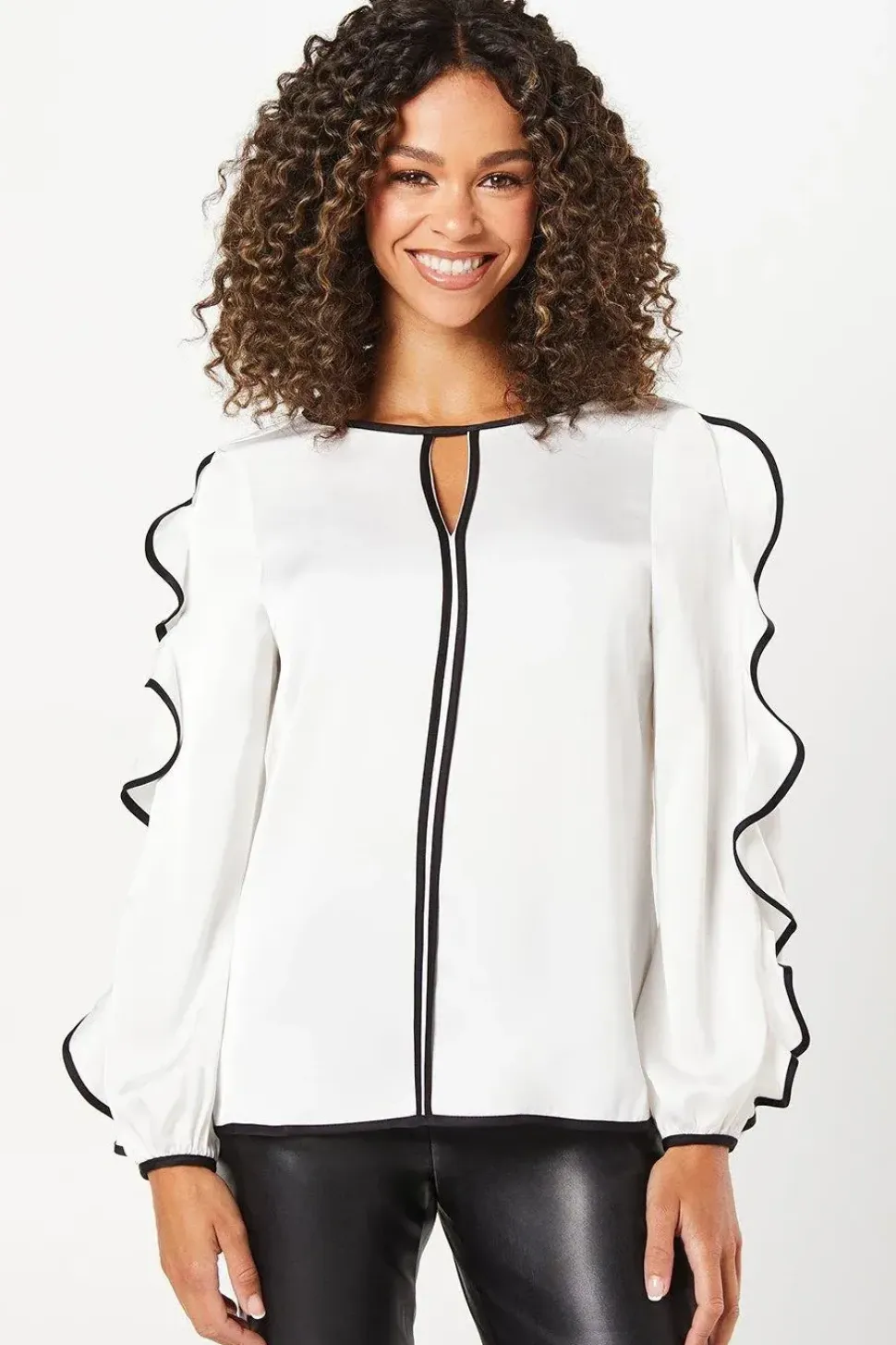 Petite Contrast Cold Shoulder Blouse