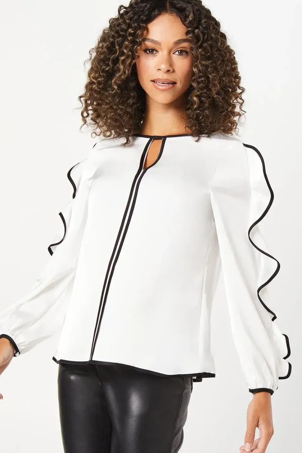 Petite Contrast Cold Shoulder Blouse