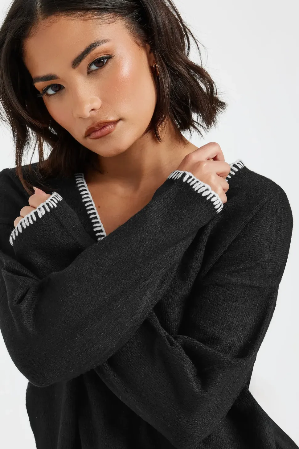 Petite Contrast Stitch Jumper
