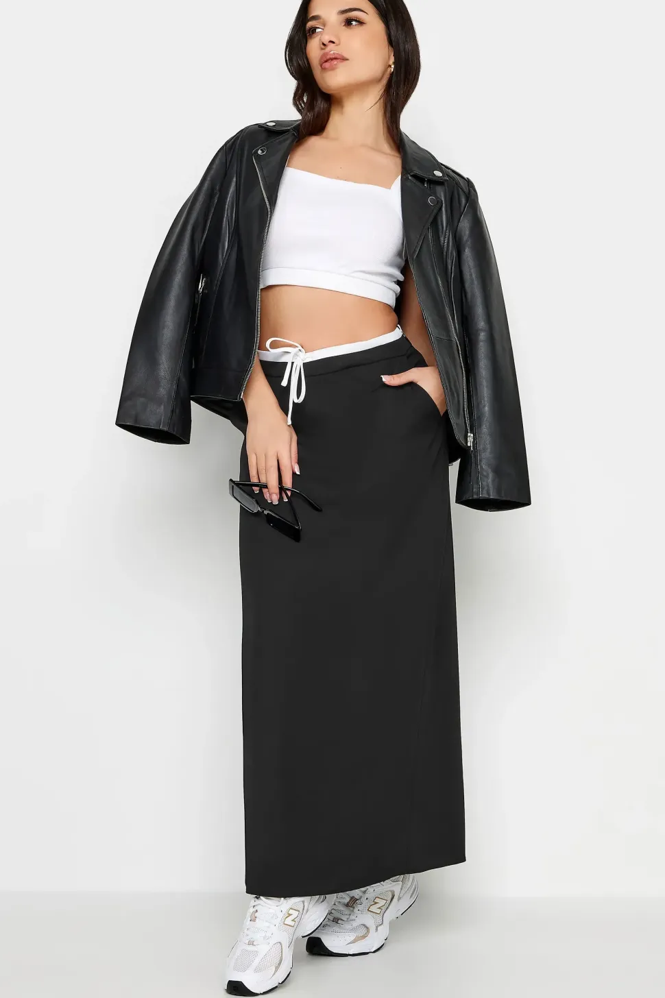 Petite Contrast Waist Maxi Skirt