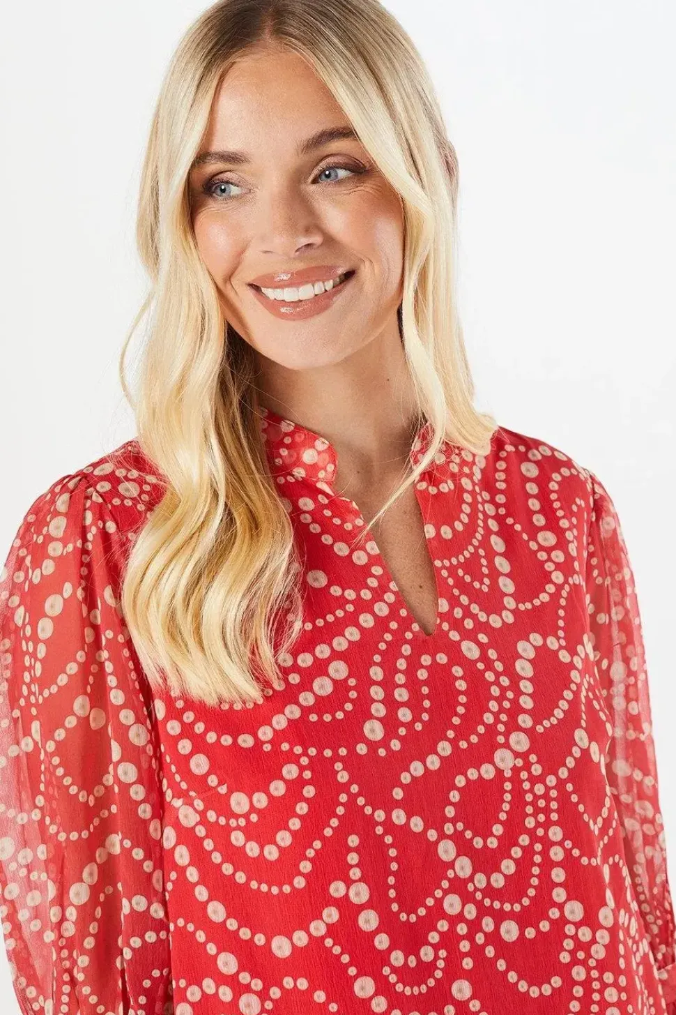 Petite Coral Spot V-neck Shift Dress