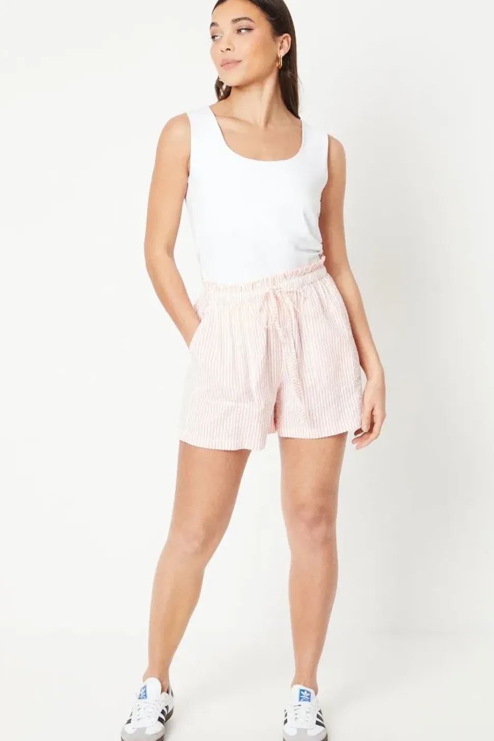 Petite Cotton Poplin Stripe Shorts
