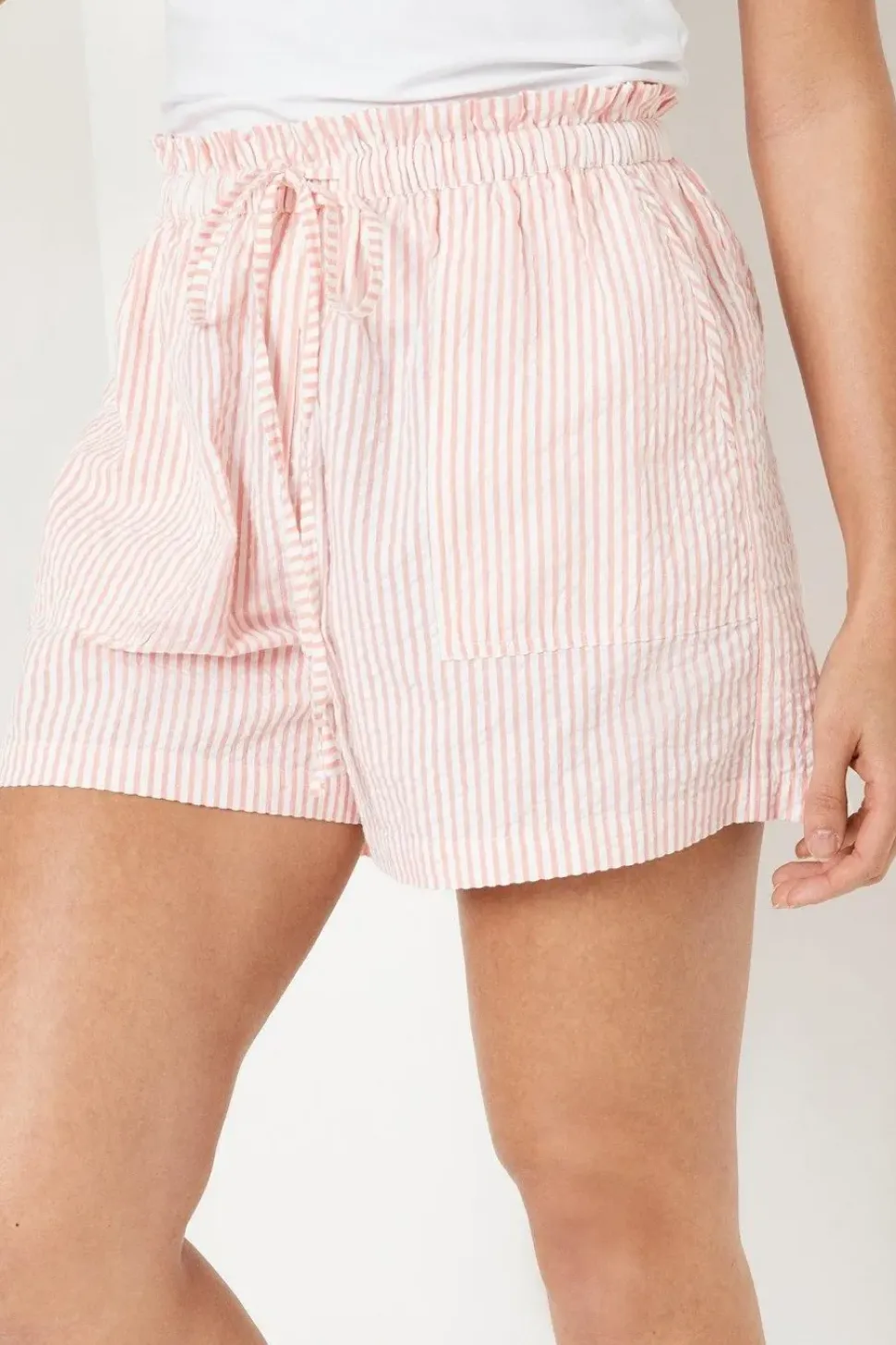 Petite Cotton Poplin Stripe Shorts