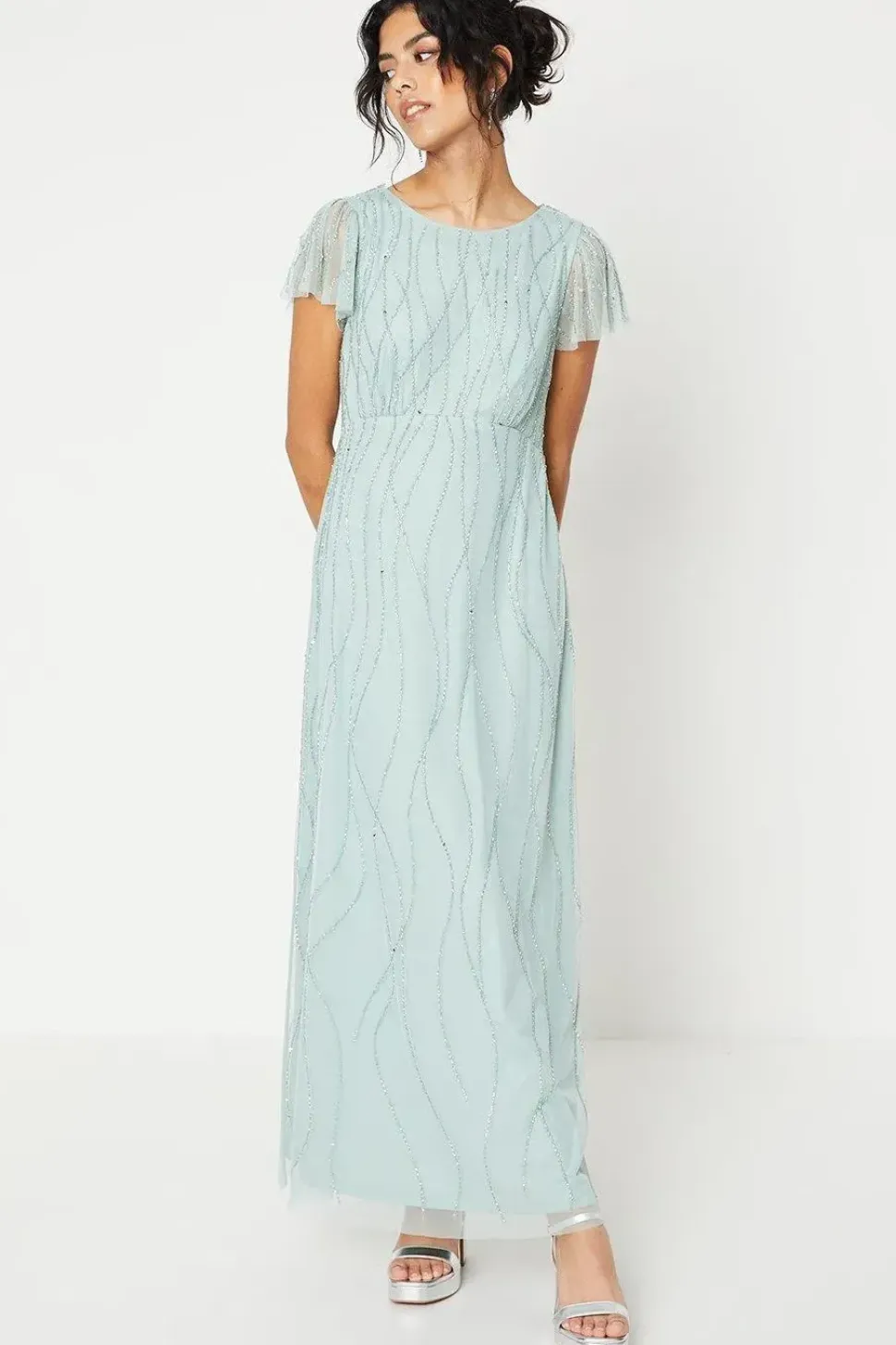 Petite Cowl Back Sequin Maxi Dress