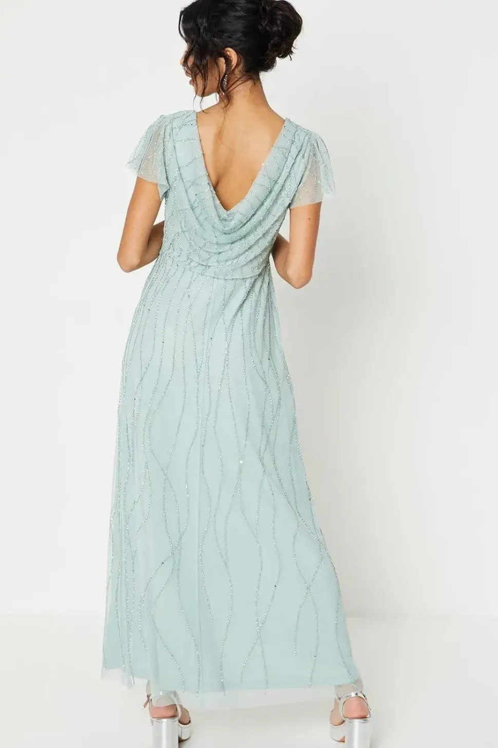Petite Cowl Back Sequin Maxi Dress
