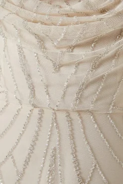 Petite Cowl Embellished Bridesmaid Maxi Dress