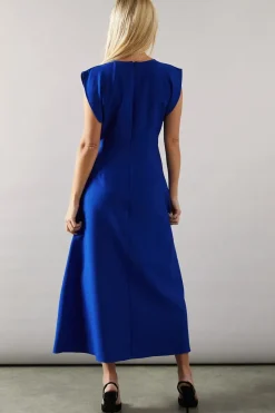 Petite Cowl Neck Crepe Midi Dress