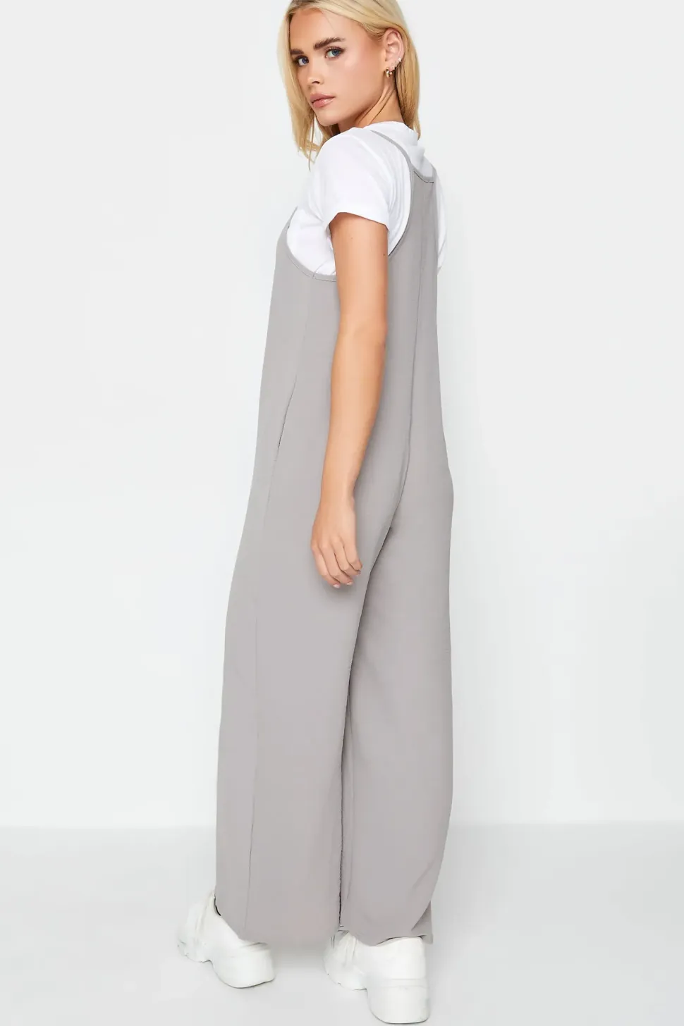 Petite Crepe Wide Leg Jumpsuit