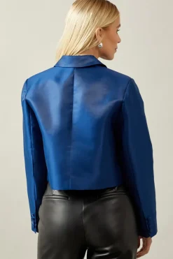 Petite Crop Double Breasted Blazer