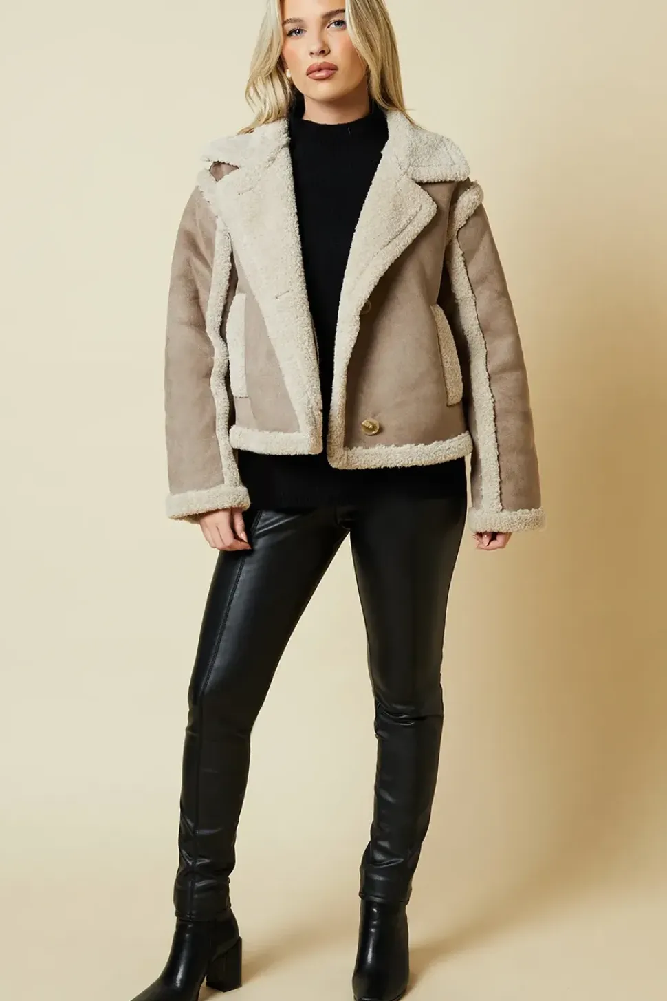 Petite Cropped Aviator Jacket