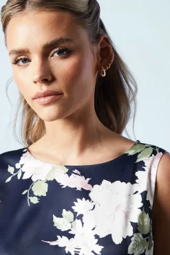 Petite Dahlia Floral Printed Cowl Back Bridesmaids Dress