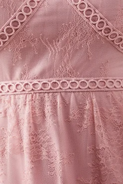 Petite Delicate Lace Trim Strappy Maxi Bridesmaids Dress