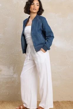 Petite Denim Bomber Jacket