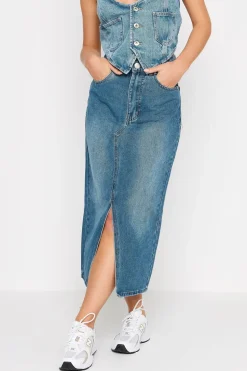 Petite Denim Midi Skirt