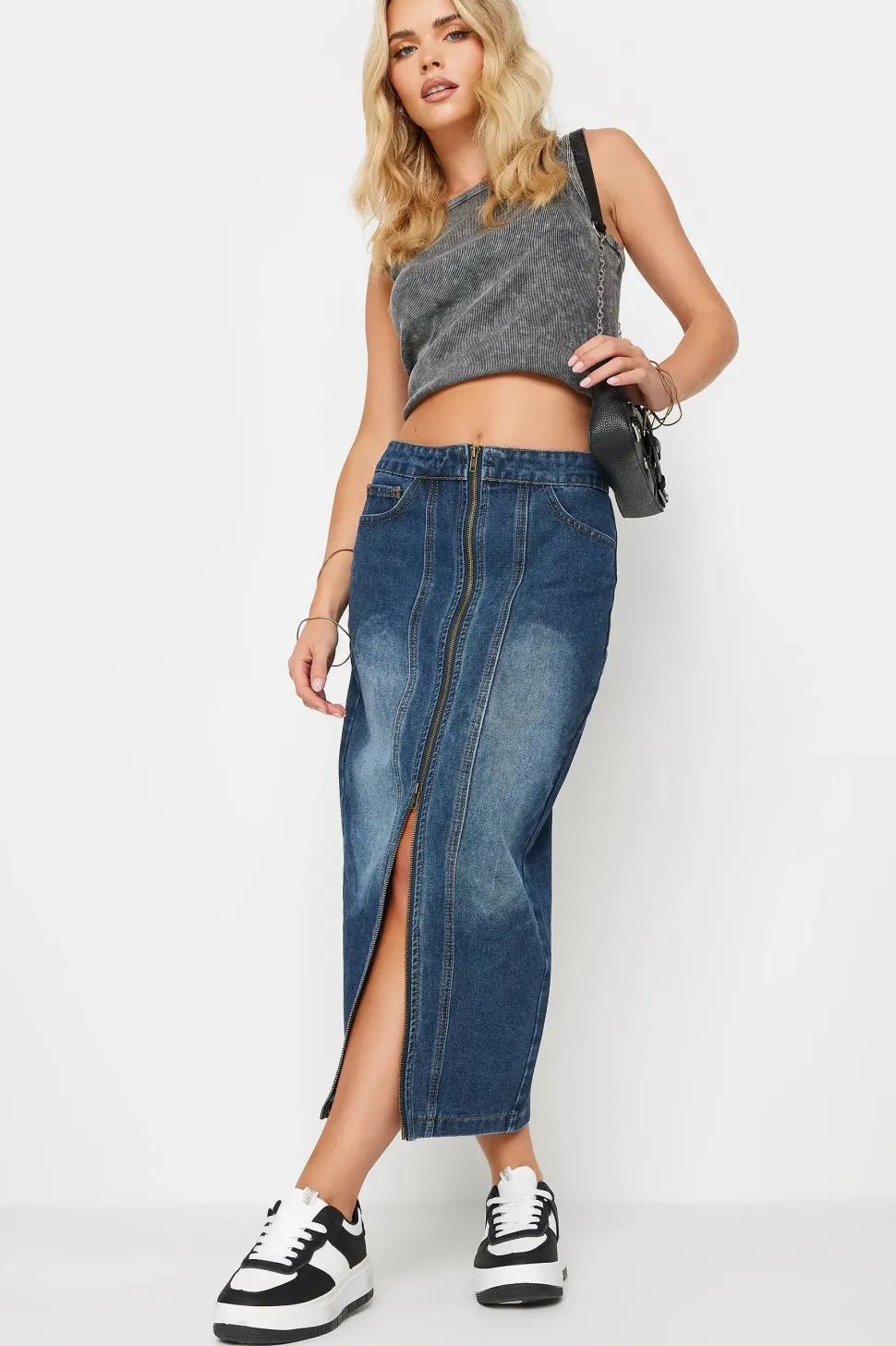Petite Denim Midi Skirt
